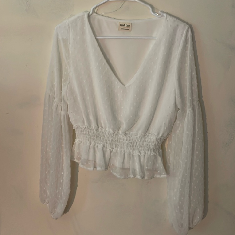 NWOT White Long Sleeve Crop Blouse